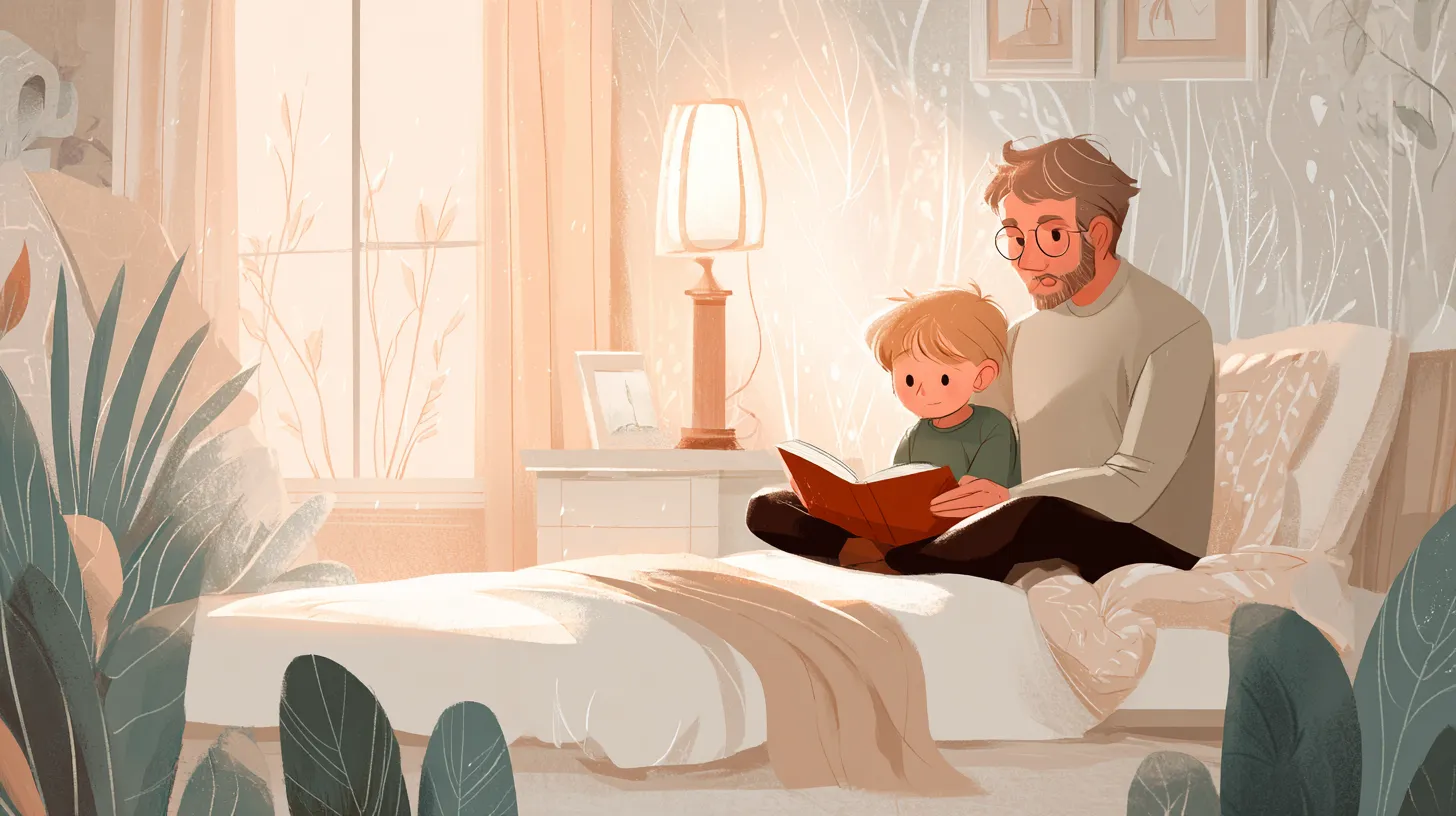 Родитель читает ребёнку сказку